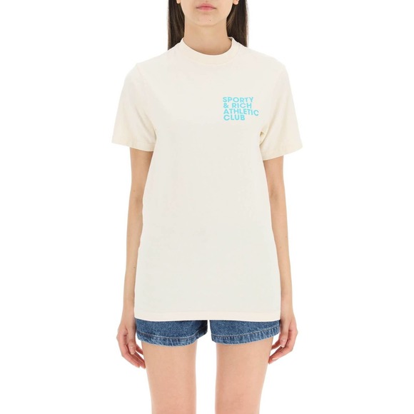 Sporty & Rich Tops - Sporty & Rich Athletic Club Tee Shirt Cream Size S